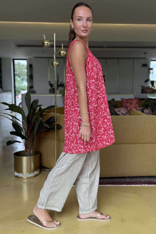 Made in Italy Camellia Crochet Cami Strawberry